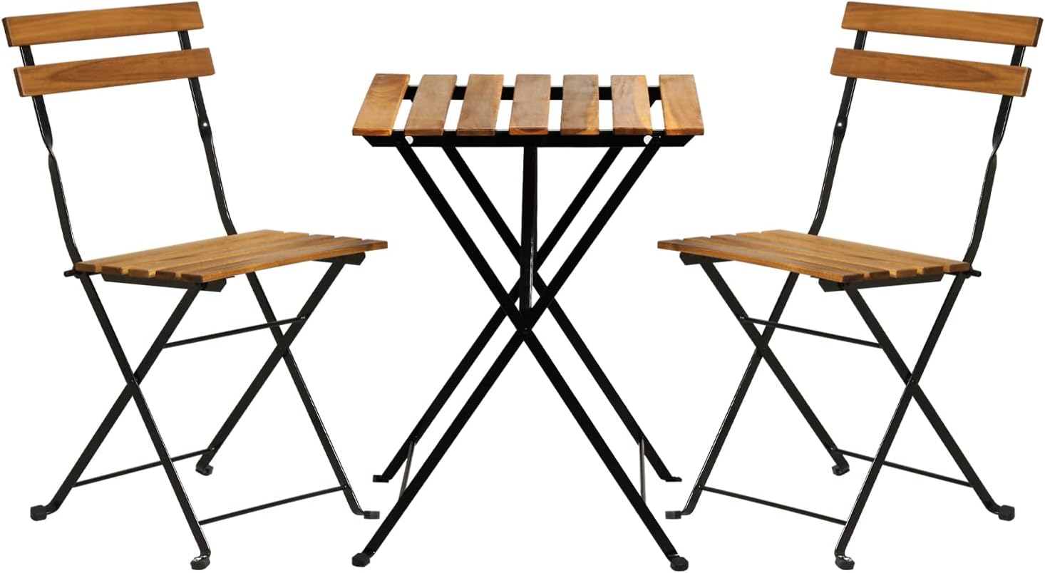 Natural wood 3-piece folding p - Outdoor Furniture For Patio ulasan dan harga